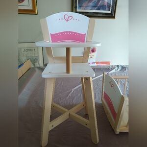 Hape doll high chair & doll crib